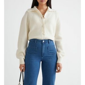 & Other Stories Statement Collar Knit Cardigan in Ivory
